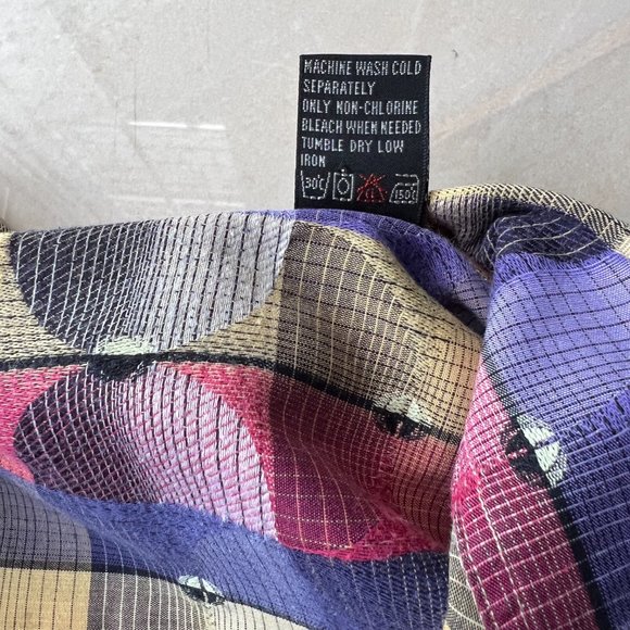 JHANE BARNES COLLECTION vintage shirt in size L geometric hues of purple gold - Picture 7 of 9